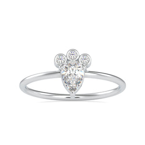 Pear Cut Diamond with Round Brilliant Cut Diamond Platinum Ring JL PT 0672