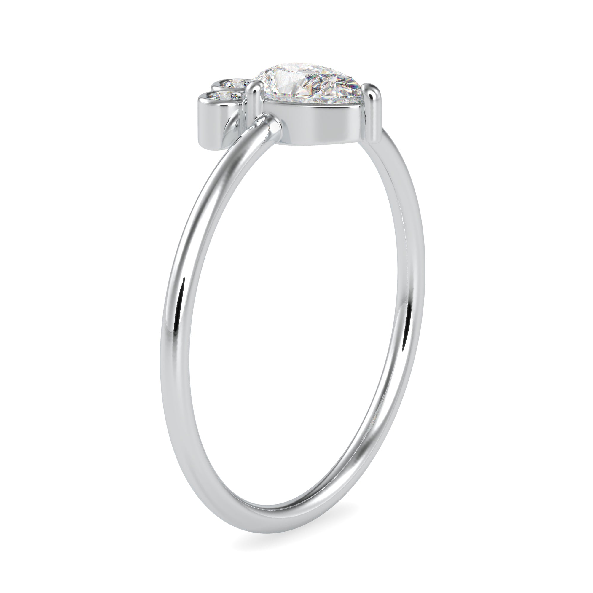 Pear Cut Diamond with Round Brilliant Cut Diamond Platinum Ring JL PT 0672