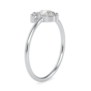 Pear Cut Diamond with Round Brilliant Cut Diamond Platinum Ring JL PT 0672