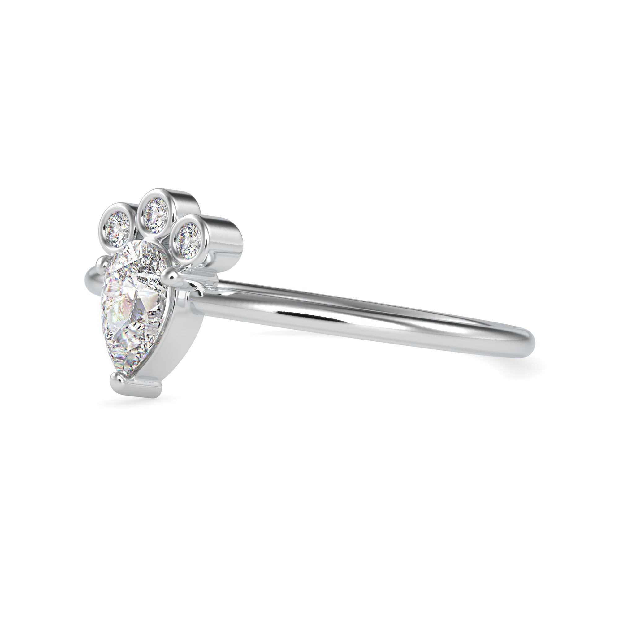 Pear Cut Diamond with Round Brilliant Cut Diamond Platinum Ring JL PT 0672