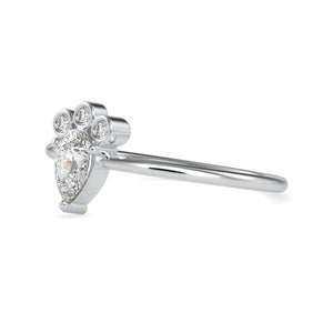 Pear Cut Diamond with Round Brilliant Cut Diamond Platinum Ring JL PT 0672