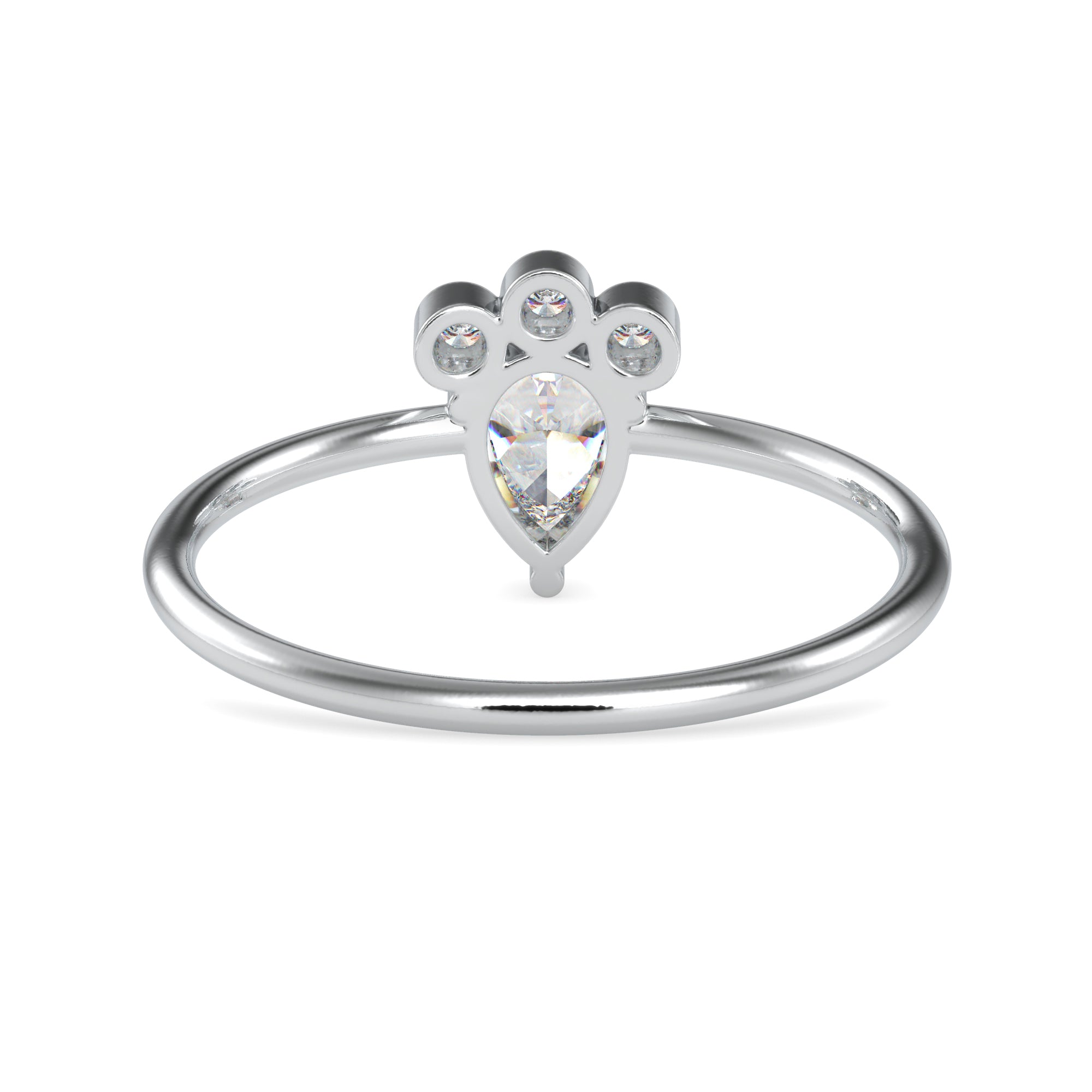 Pear Cut Diamond with Round Brilliant Cut Diamond Platinum Ring JL PT 0672