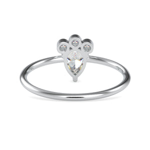 Pear Cut Diamond with Round Brilliant Cut Diamond Platinum Ring JL PT 0672