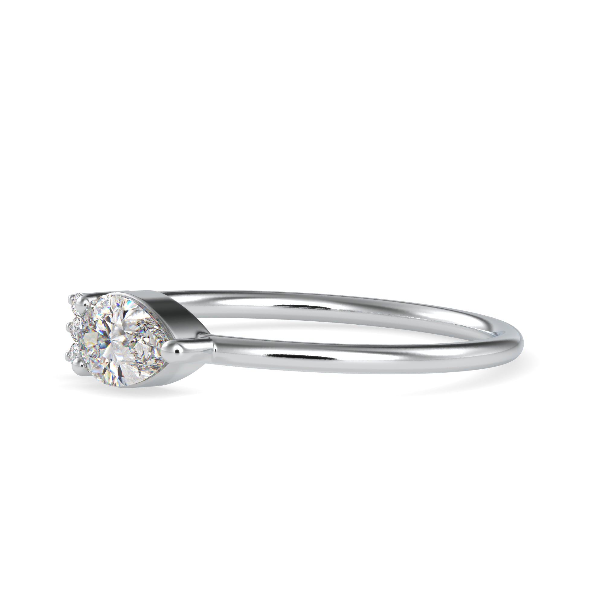 30-Pointer Pear cut Solitaire Platinum Ring with Round Brilliant Cut Diamond JL PT 0675