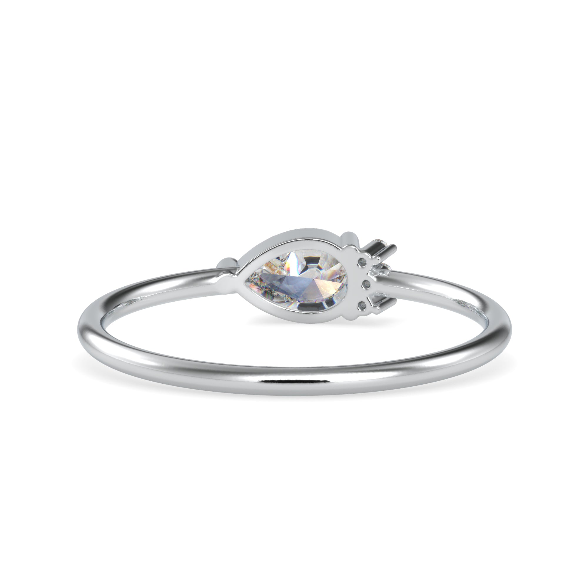 30-Pointer Pear cut Solitaire Platinum Ring with Round Brilliant Cut Diamond JL PT 0675   Jewelove.US