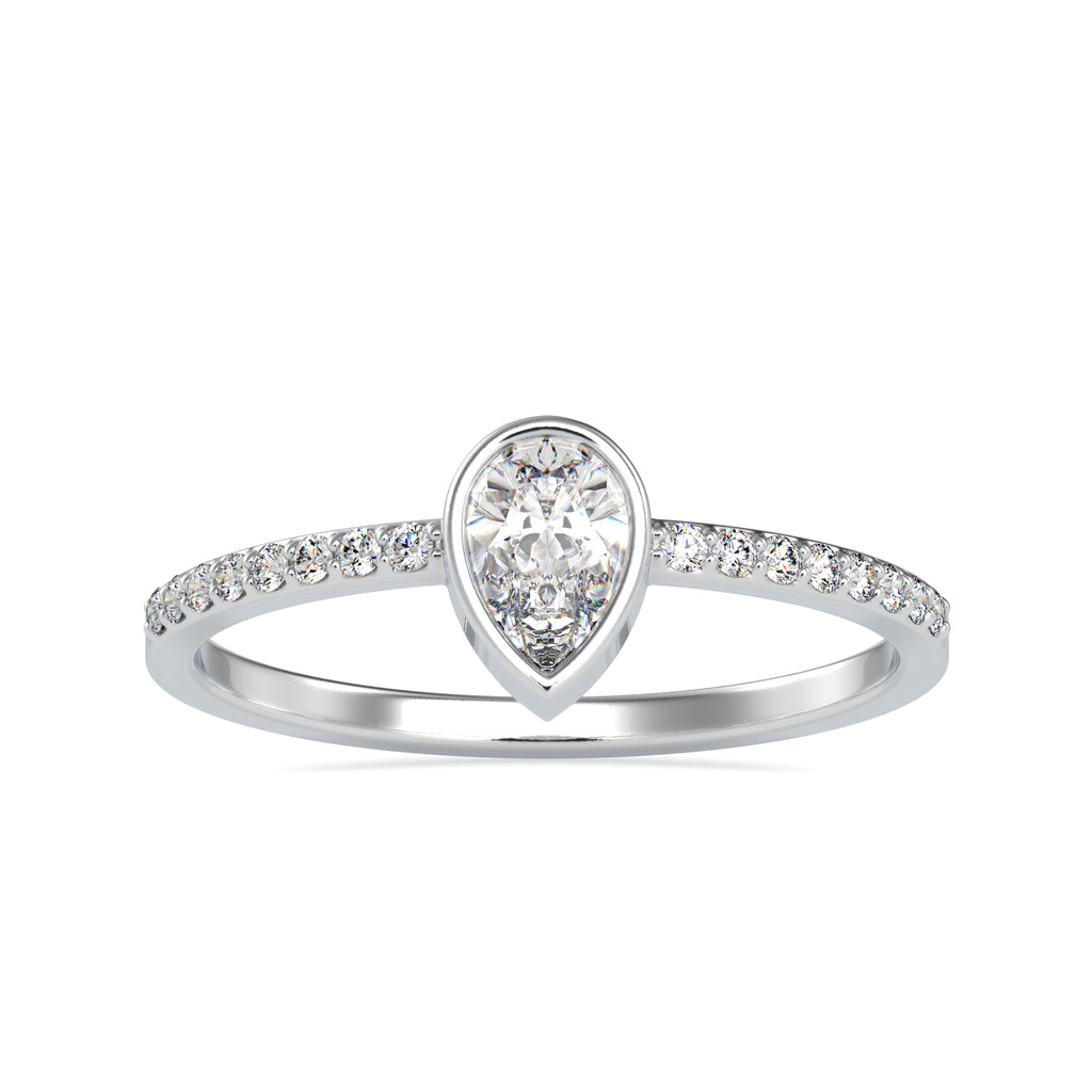 30-Pointer Pear Cut Solitaire Platinum Diamond Shank Ring JL PT 0679   Jewelove.US