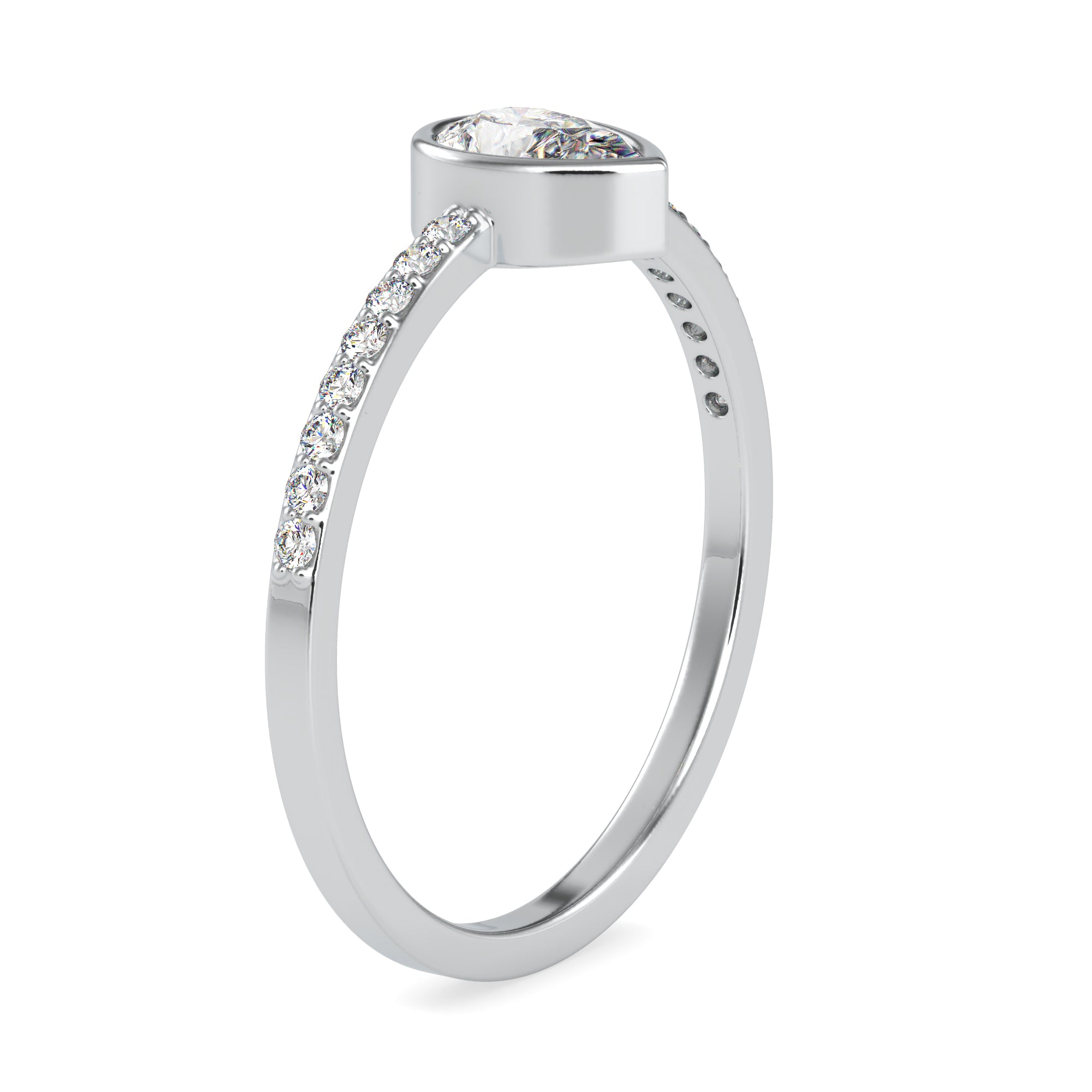 30-Pointer Pear Cut Solitaire Platinum Diamond Shank Ring JL PT 0679