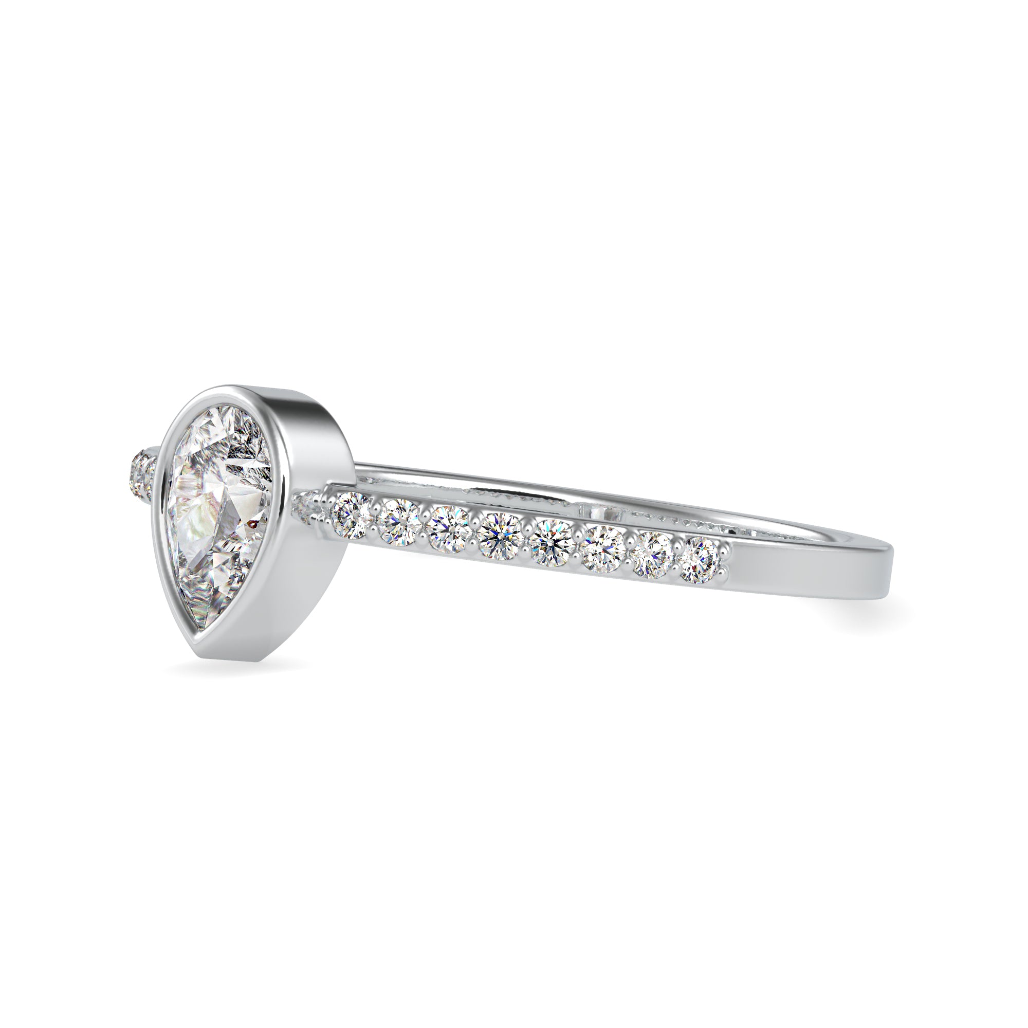 30-Pointer Pear Cut Solitaire Platinum Diamond Shank Ring JL PT 0679   Jewelove.US
