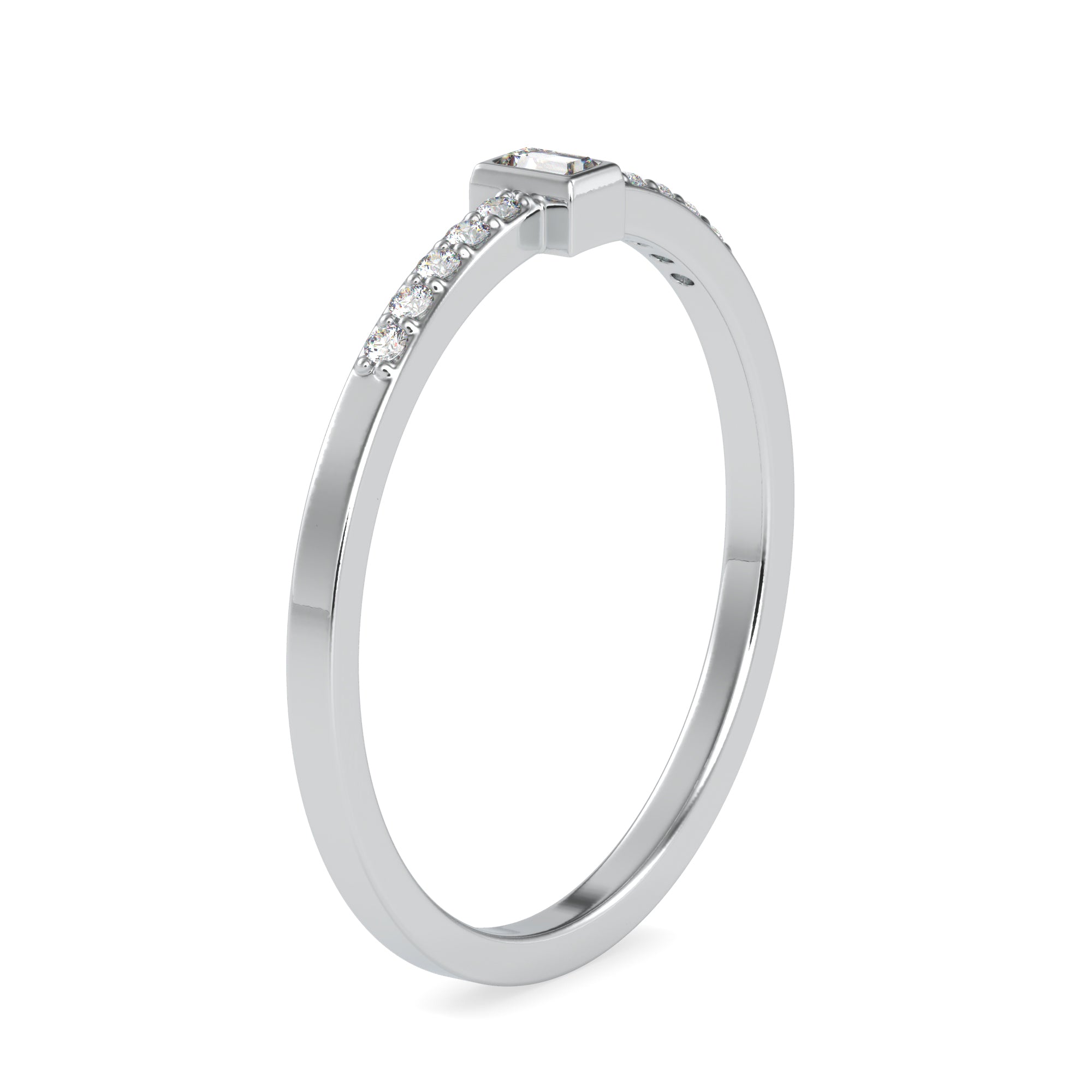 Platinum Baguette Diamond Engagement Ring for Women JL PT 0680