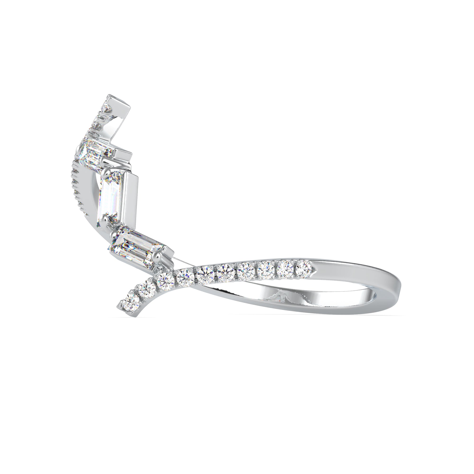 Designer Baguette Diamond Platinum Diamond Engagement Ring JL PT 0697