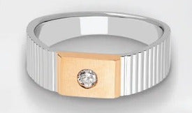Single Diamond Platinum Rose Gold Ring for Men JL PT 1094