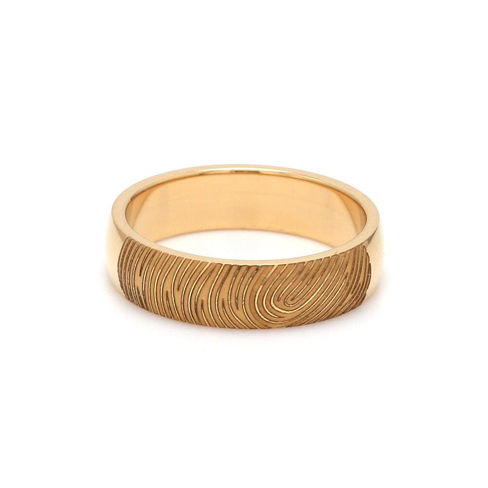 Gold Fingerprint Engraved Platinum Rings for Couples