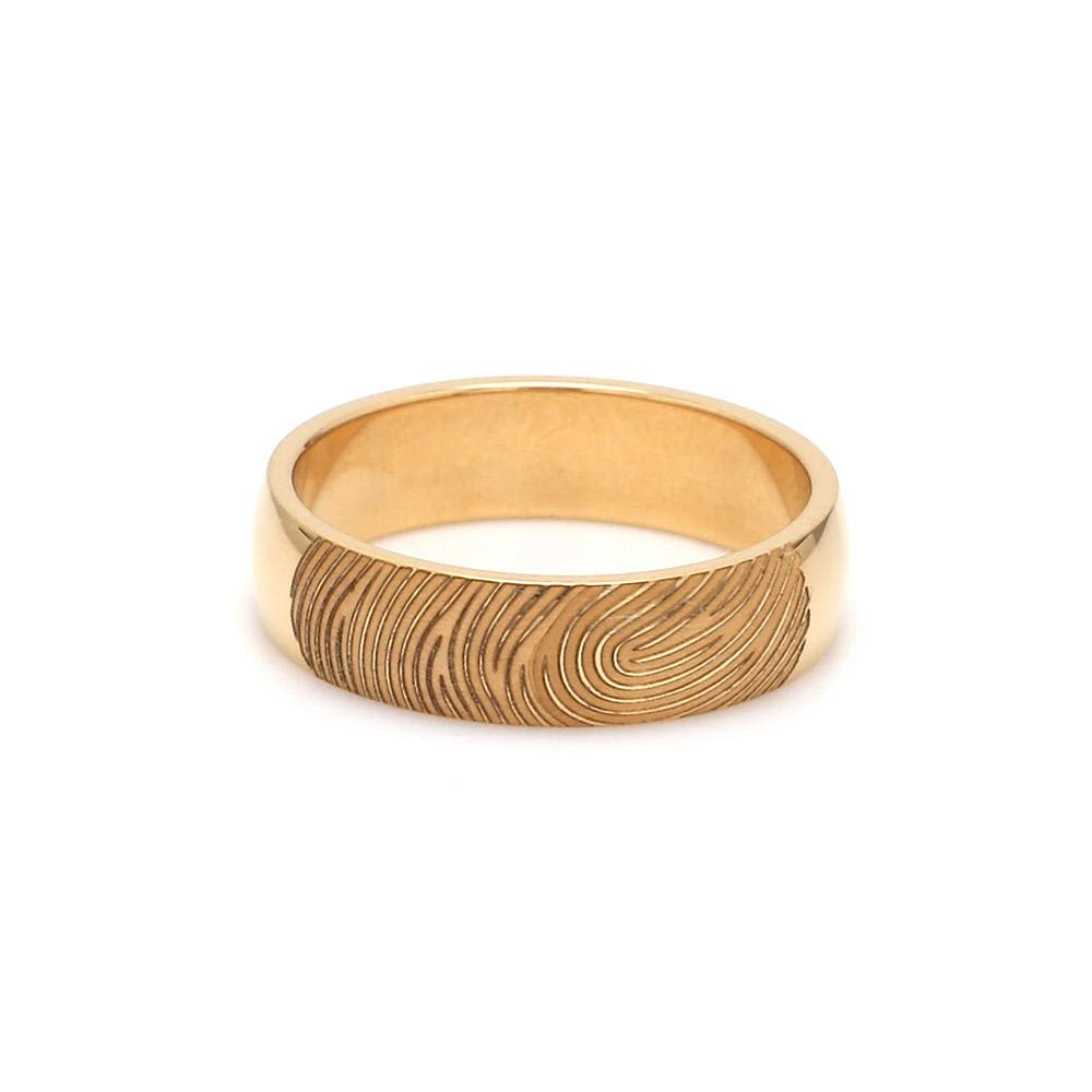 Gold Fingerprint Engraved Platinum Rings for Couples