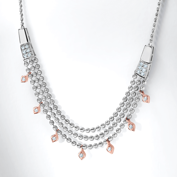 Platinum & Rose Gold Necklace with Diamonds for Women JL PT N 206   Jewelove.US