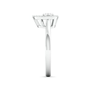 Pressure-set Solitaire Look Pear Shape Platinum Ring with Diamonds for Women JL PT 972