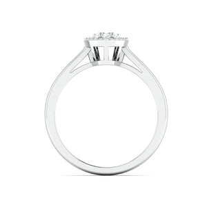 Pressure-set Solitaire Look Pear Shape Platinum Ring with Diamonds for Women JL PT 972