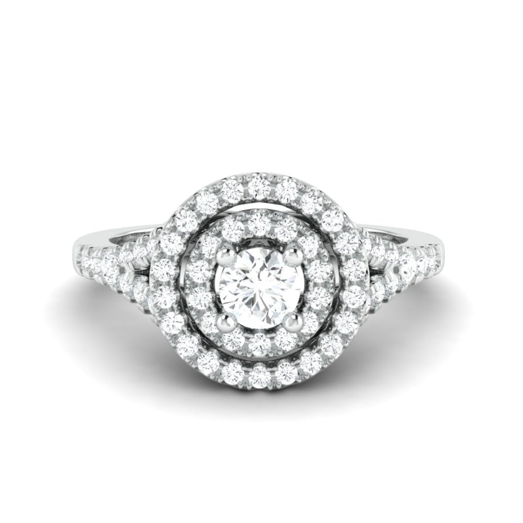 25-Pointer Double Halo Platinum Solitaire Engagement Ring for Women JL PT 978