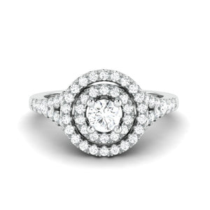 25-Pointer Double Halo Platinum Solitaire Engagement Ring for Women JL PT 978