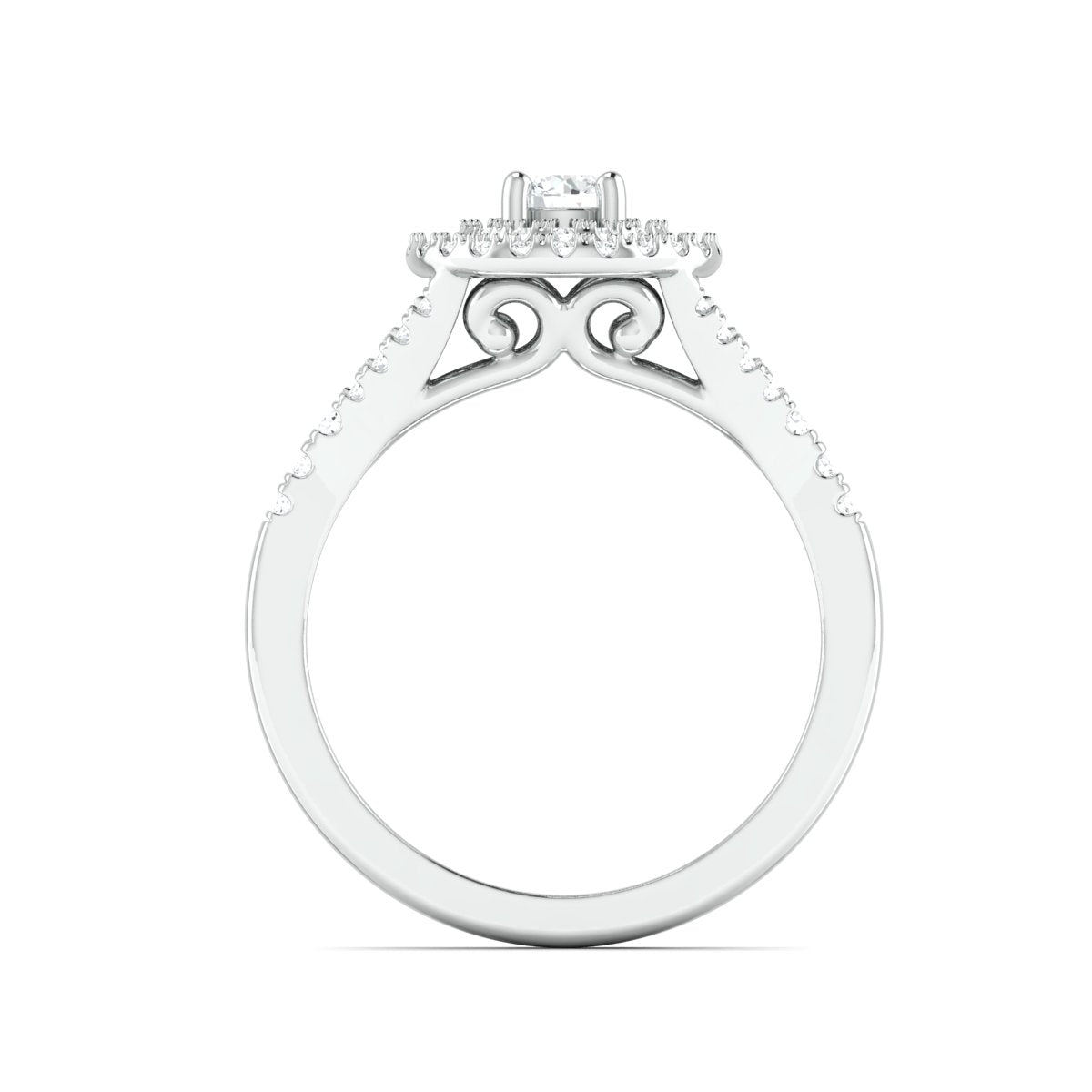 25-Pointer Double Halo Platinum Solitaire Engagement Ring for Women JL PT 978