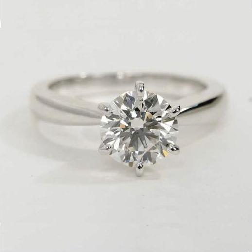0.70 / 0.80 Carats Classic 6 Prong Tapered Platinum Solitaire Ring JL PT 17