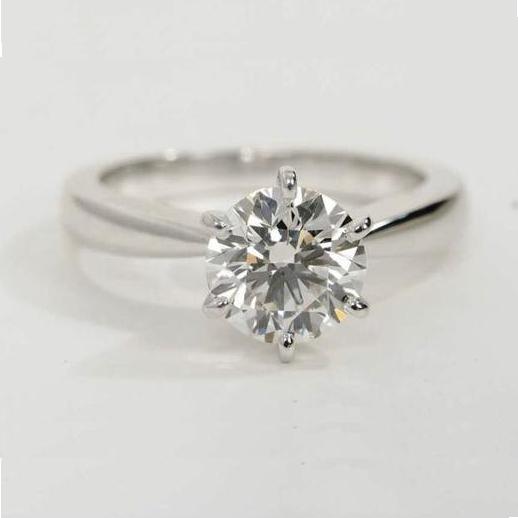 0.70 cts. 6 Prong Tapered Platinum Solitaire Ring JL PT 17