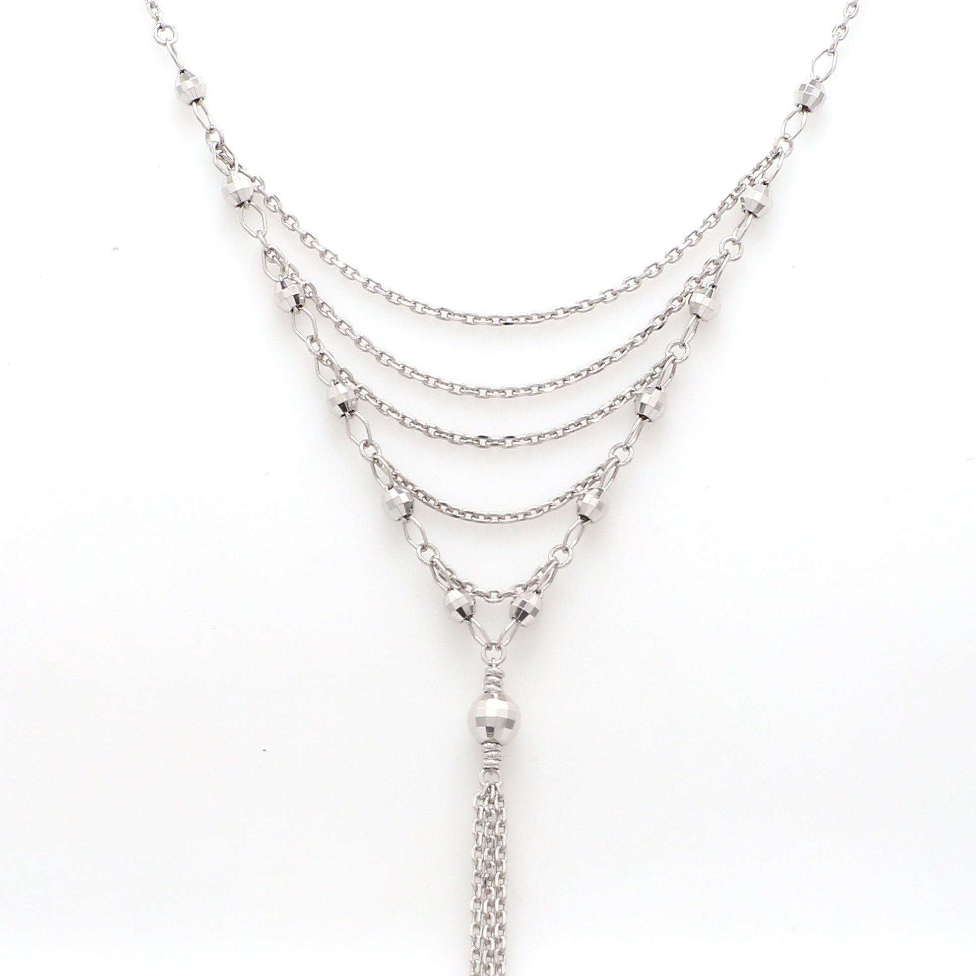Japanese Platinum Diamond Cut Balls Necklace Chain for Women JL PT CH 204   Jewelove.US