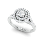 Load image into Gallery viewer, 25-Pointer Double Halo Platinum Solitaire Engagement Ring for Women JL PT 978
