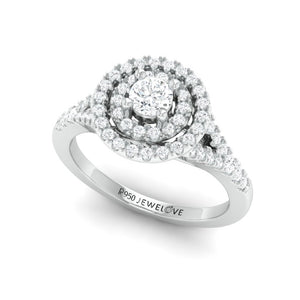 25-Pointer Double Halo Platinum Solitaire Engagement Ring for Women JL PT 978  VVS-GH Jewelove.US