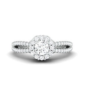 Designer 30-Pointer Platinum Halo Solitaire Ring with Split Shank JL PT 976