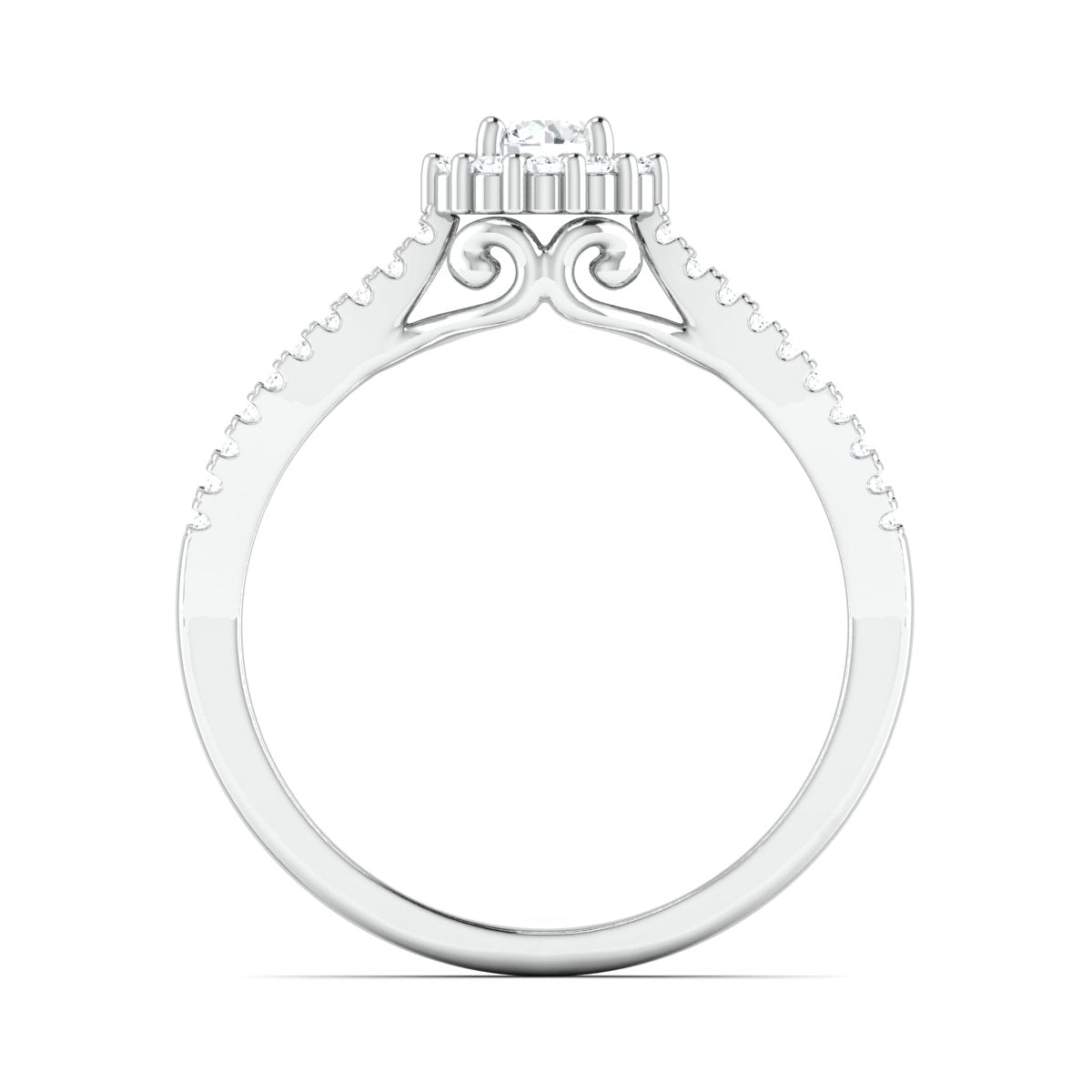 Designer 30-Pointer Platinum Halo Solitaire Ring with Split Shank JL PT 976   Jewelove.US