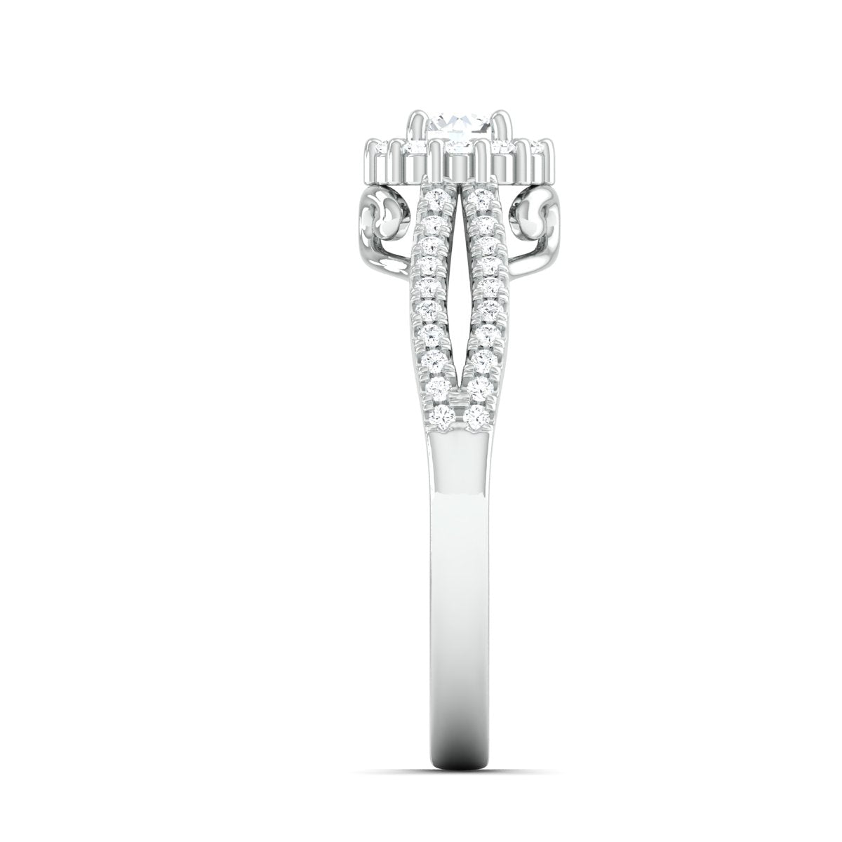 Designer 30-Pointer Platinum Halo Solitaire Ring with Split Shank JL PT 976