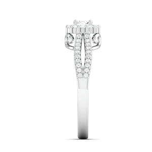 Designer 30-Pointer Platinum Halo Solitaire Ring with Split Shank JL PT 976   Jewelove.US