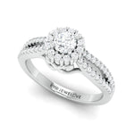 Load image into Gallery viewer, Designer 30-Pointer Platinum Halo Solitaire Ring with Split Shank JL PT 976
