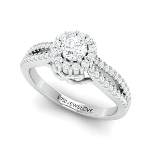 Designer 30-Pointer Platinum Halo Solitaire Ring with Split Shank JL PT 976