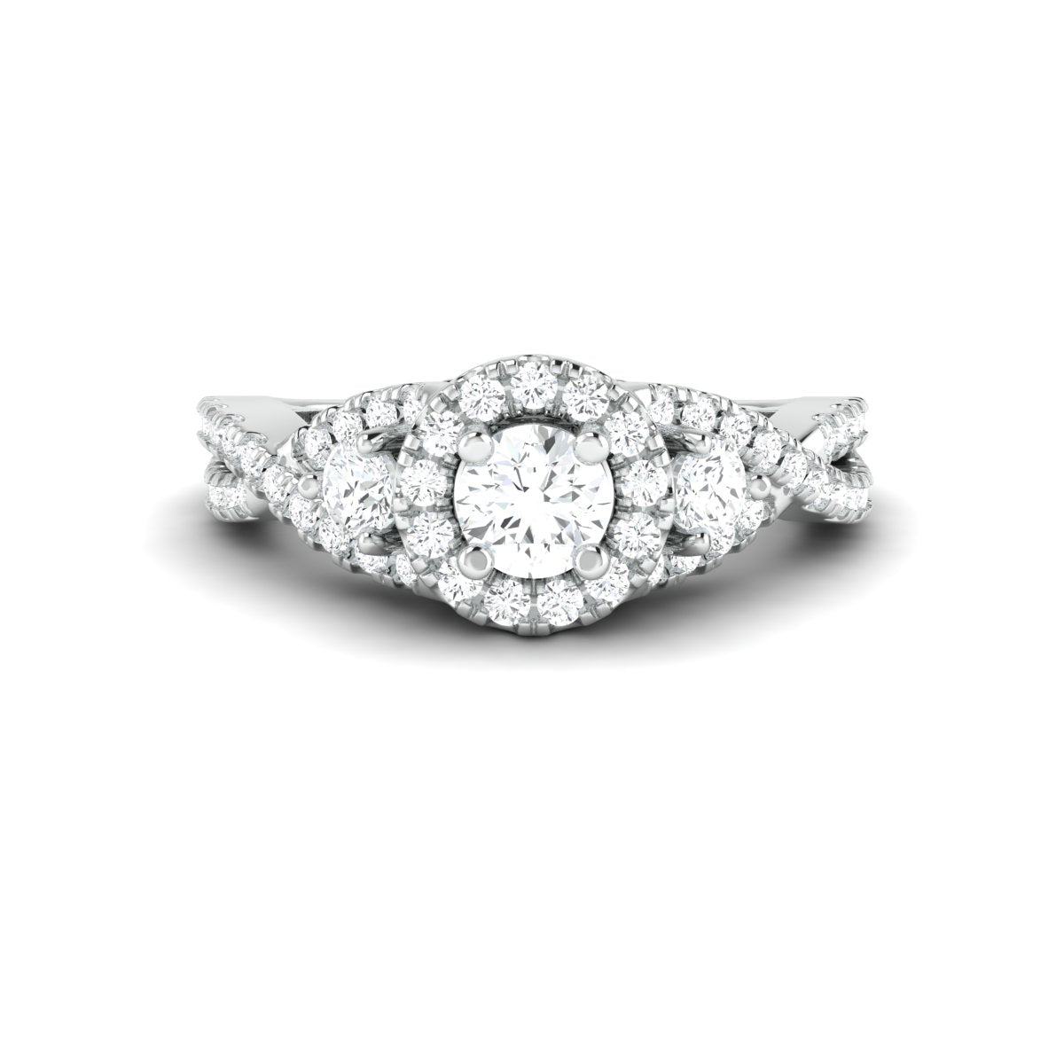 Designer 30-Pointer Platinum Solitaire Ring with Diamonds JL PT 982