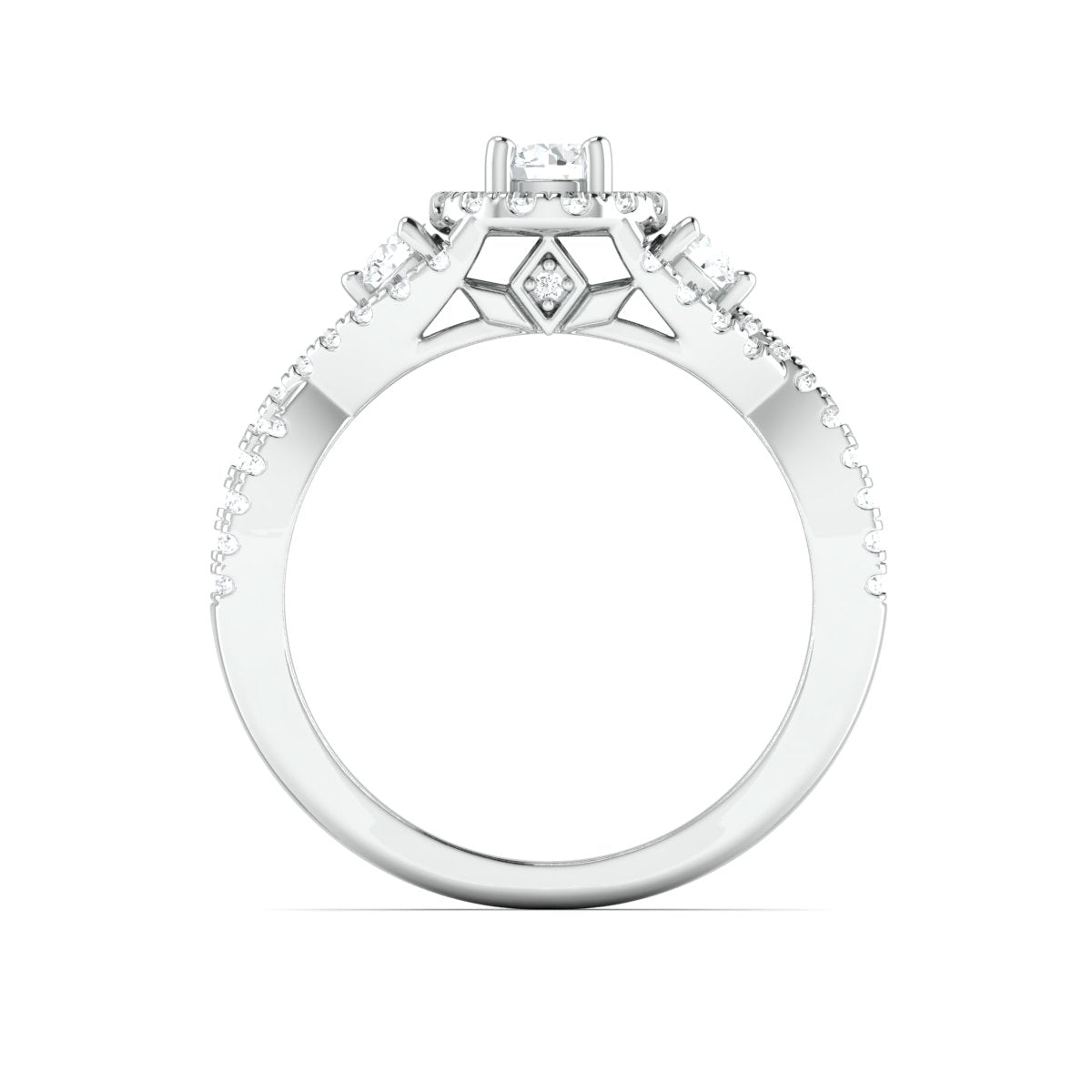 Designer 30-Pointer Platinum Solitaire Ring with Diamonds JL PT 982