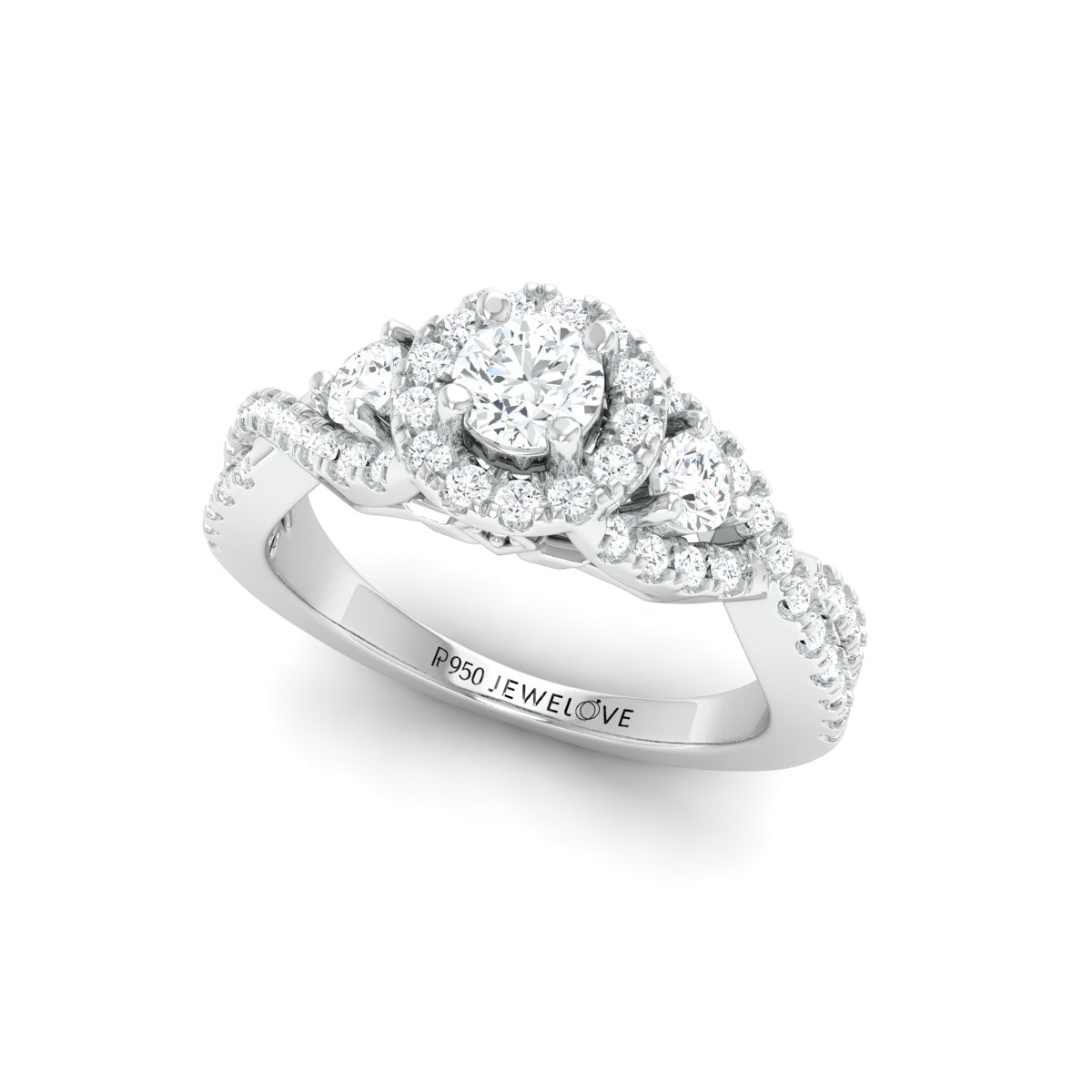 Designer 30-Pointer Platinum Solitaire Ring with Diamonds JL PT 982