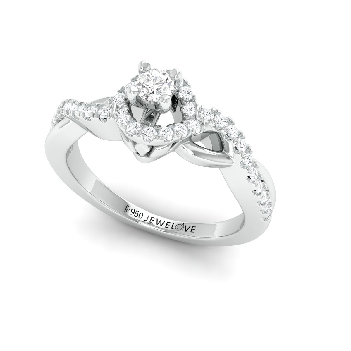 Designer 0.25 cts. Solitaire Platinum Ring with Diamond Accents JL PT 975