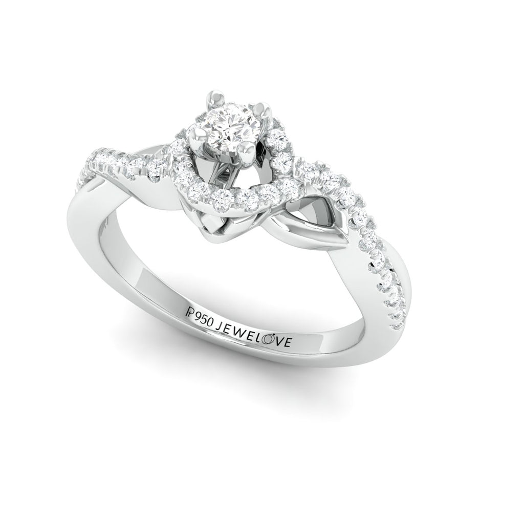 Designer 0.25 cts. Solitaire Platinum Ring with Diamond Accents JL PT 975  VVS-GH Jewelove.US