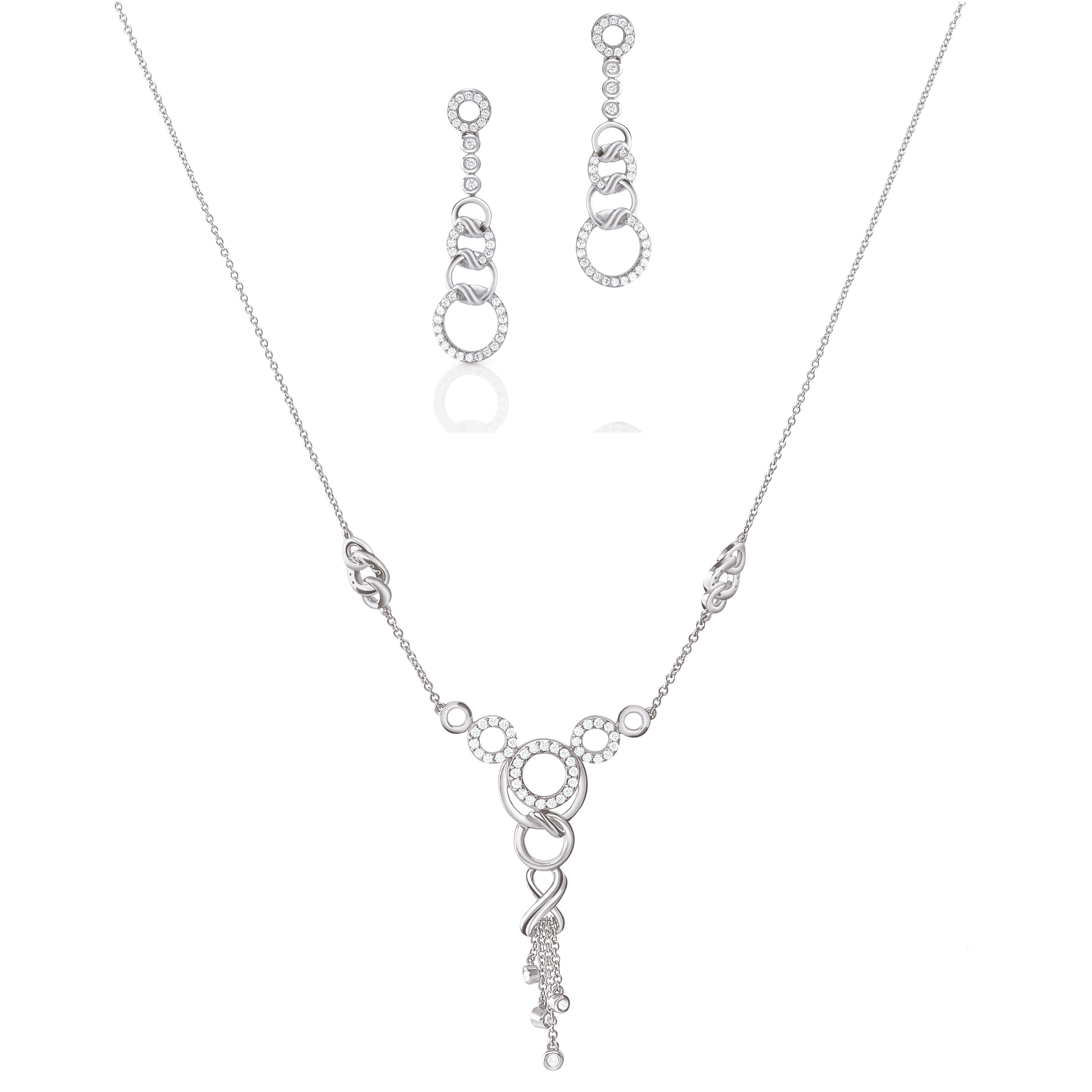 Platinum Evara Diamond Necklace & Earrings Set JL PT N 180  Necklace-Set Jewelove.US