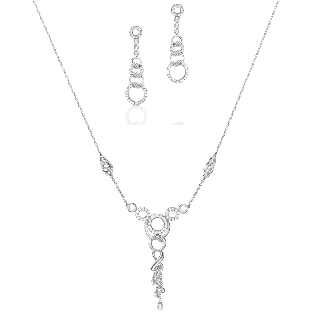 Platinum Evara Diamond Necklace & Earrings Set JL PT N 180  Necklace-Set Jewelove.US
