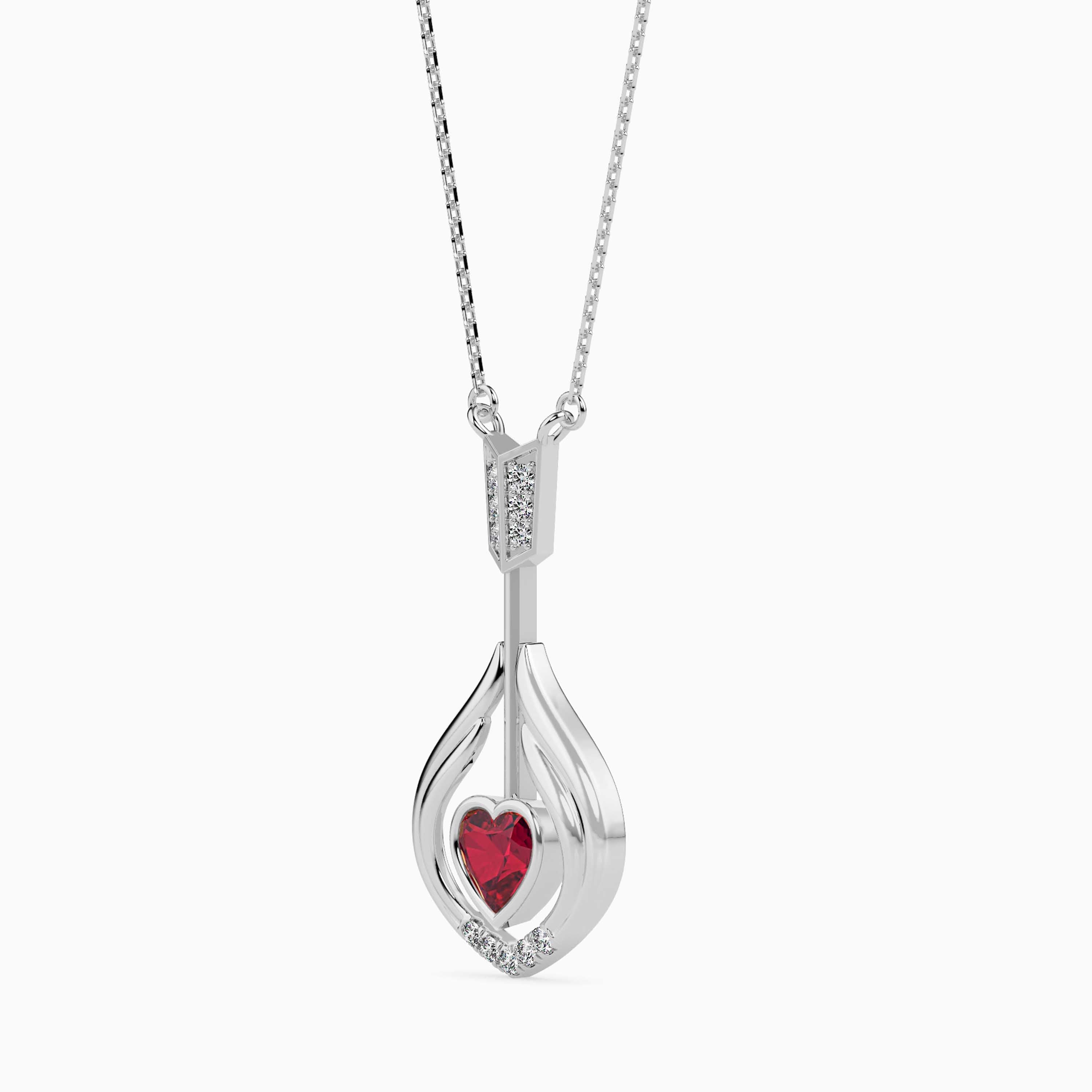 Platinum Heart Ruby Pendant with Diamond for Women JL PT P 18005   Jewelove.US