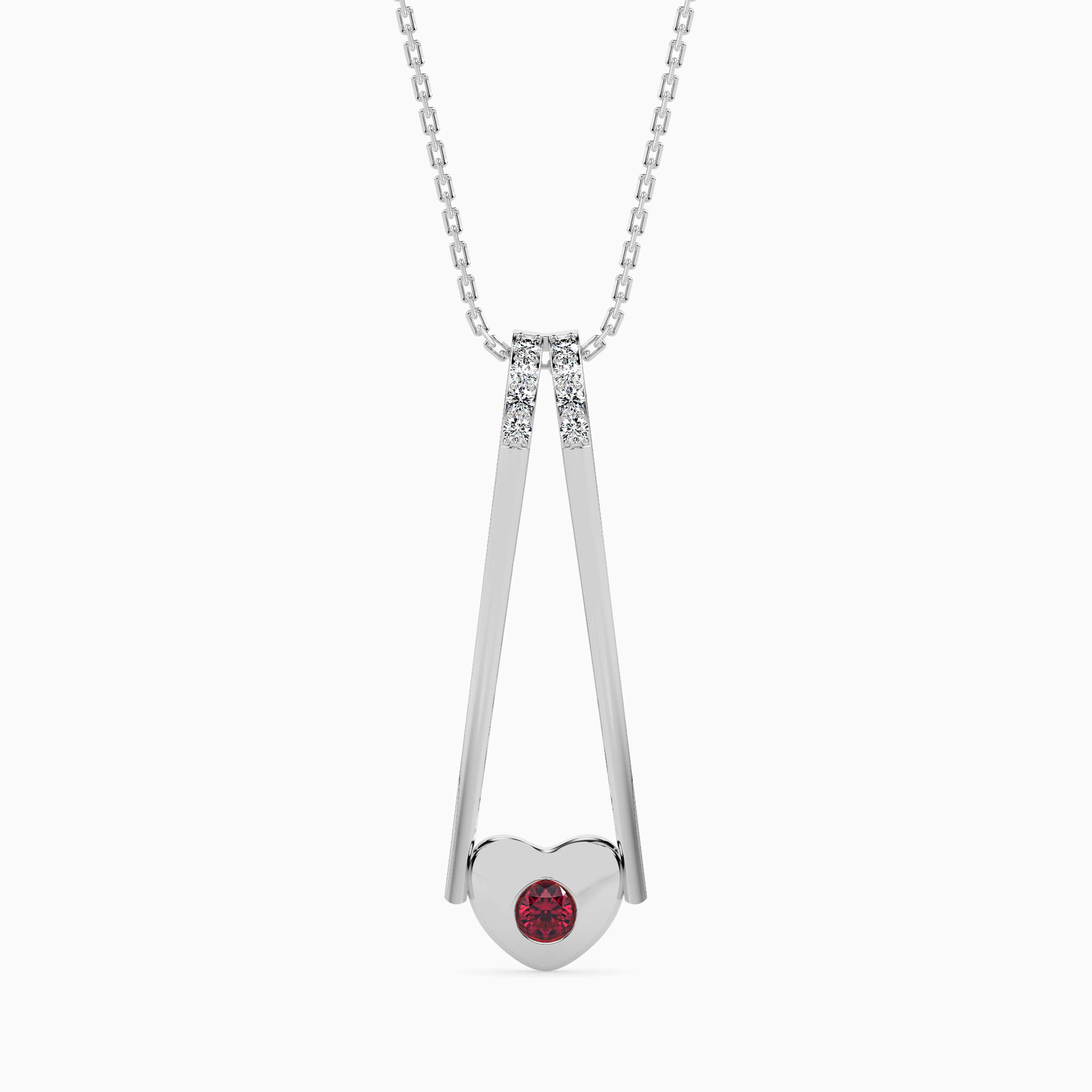 Platinum  Ruby Heart Pendant with Diamond for Women JL PT P 18016  VVS-GH Jewelove.US