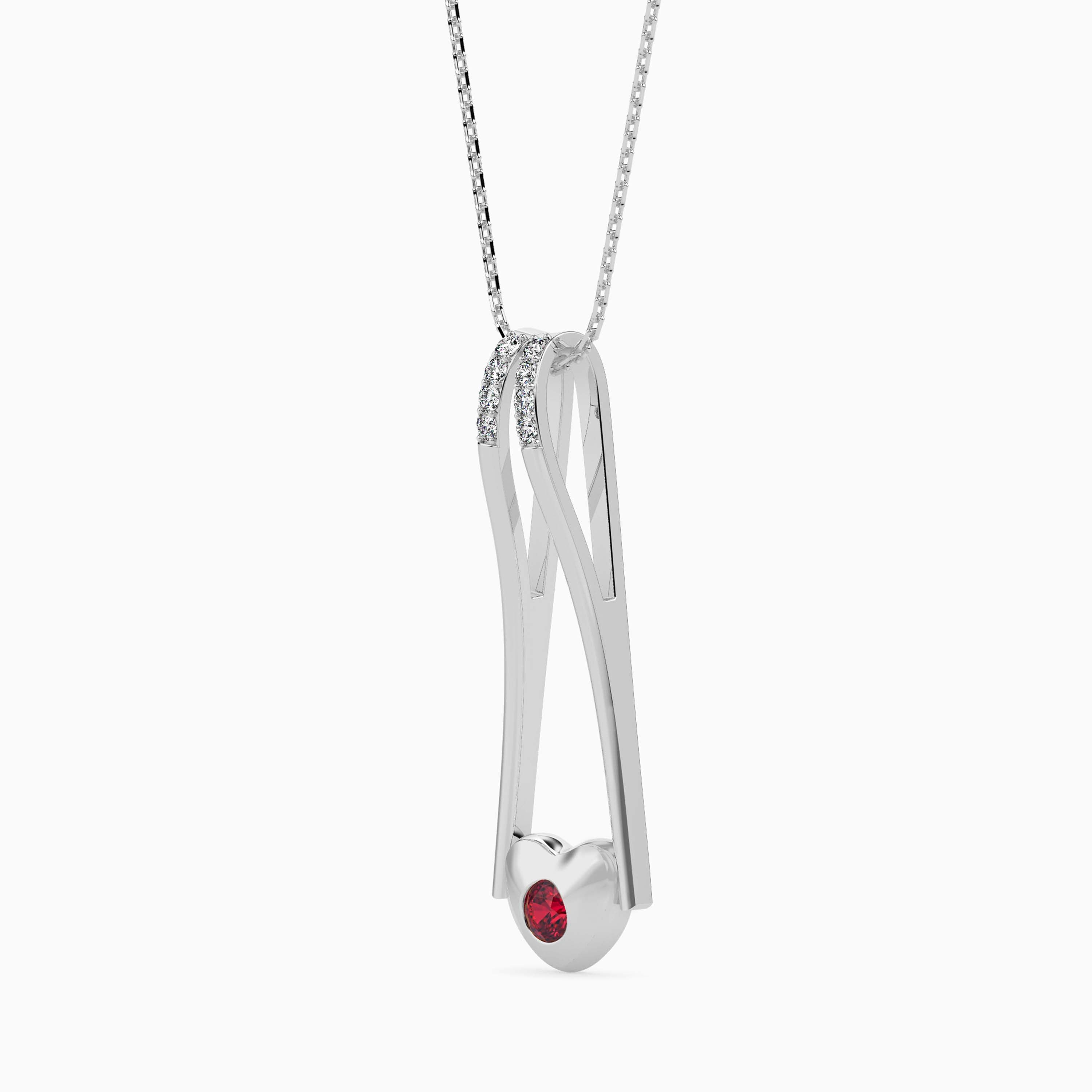 Platinum  Ruby Heart Pendant with Diamond for Women JL PT P 18016   Jewelove.US