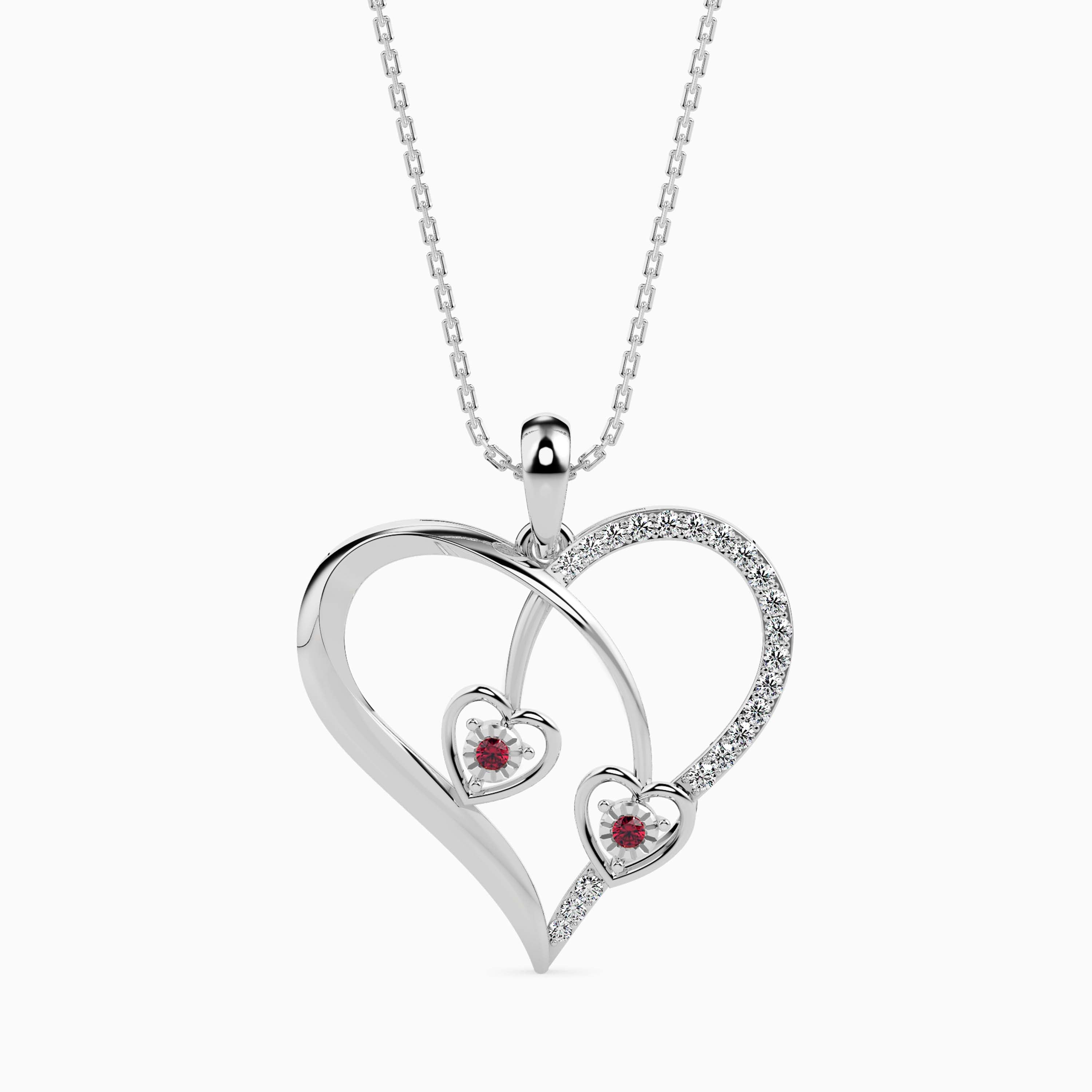 Platinum Ruby Heart Pendant with Diamond for Women JL PT P 18022  VVS-GH Jewelove.US