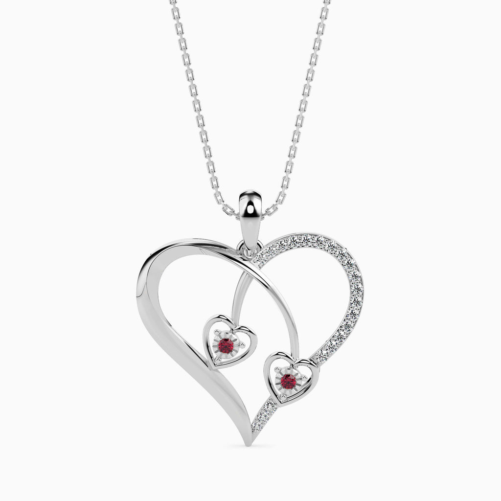 Platinum Ruby Heart Pendant with Diamond for Women JL PT P 18022  VVS-GH Jewelove.US