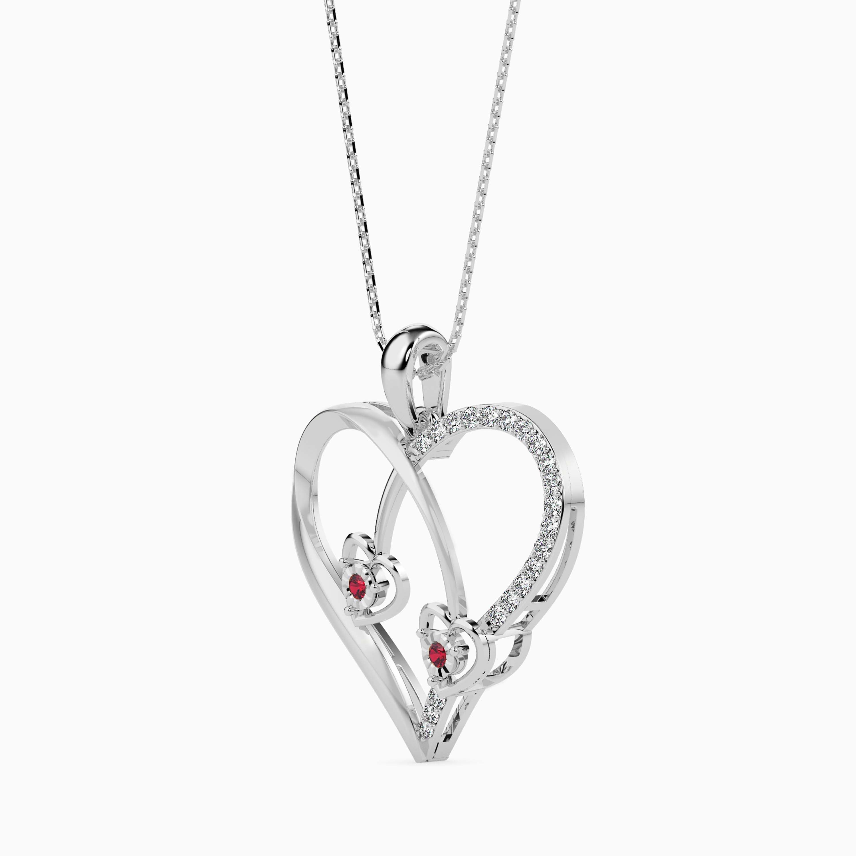 Platinum Ruby Heart Pendant with Diamond for Women JL PT P 18022   Jewelove.US
