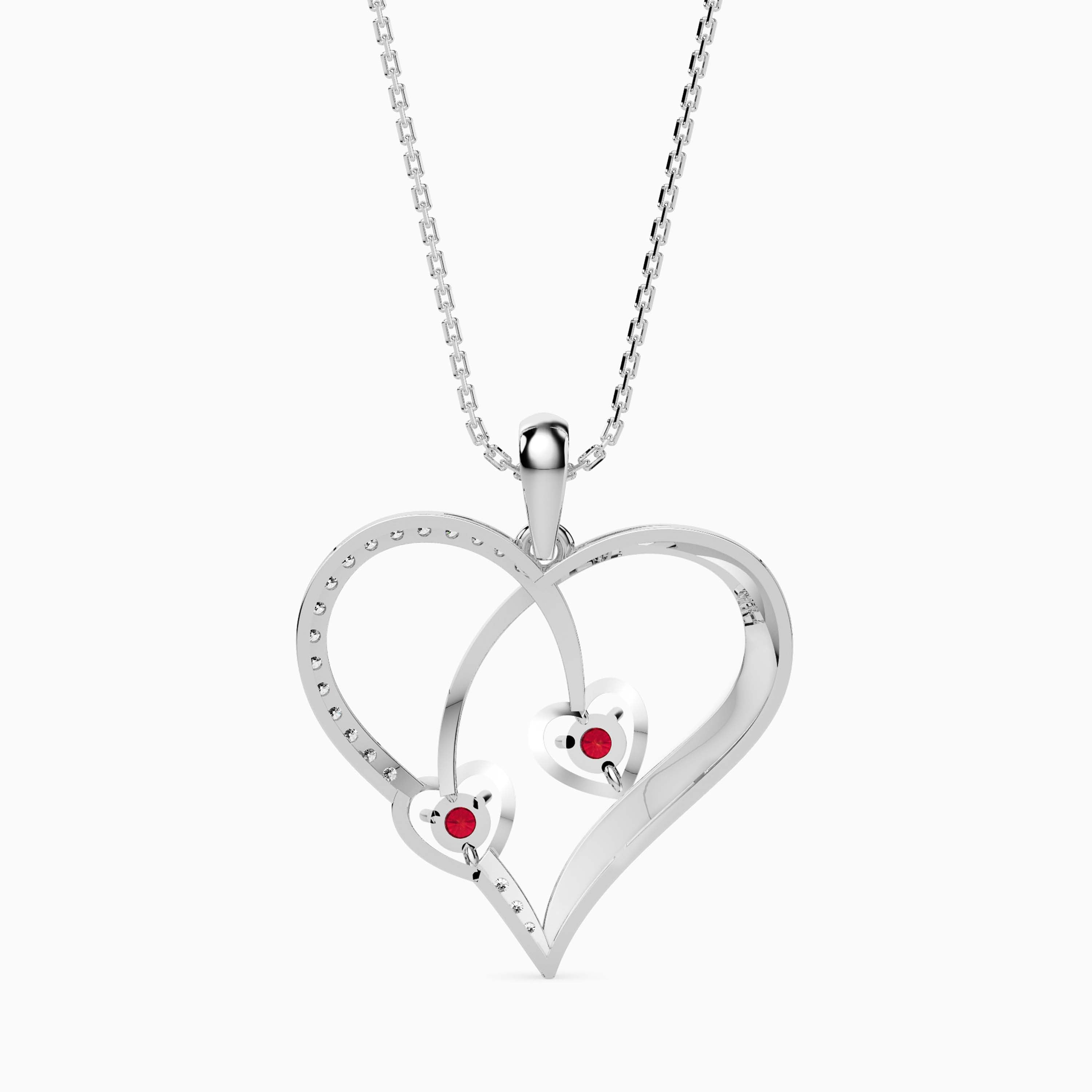 Platinum Ruby Heart Pendant with Diamond for Women JL PT P 18022   Jewelove.US