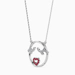 Load image into Gallery viewer, Platinum Ruby Heart in Circle Pendant with Diamond for Women JL PT P 18024   Jewelove.US
