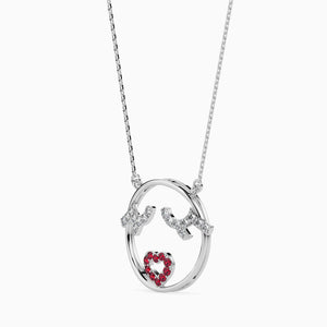 Platinum Ruby Heart in Circle Pendant with Diamond for Women JL PT P 18024   Jewelove.US